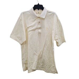 Harry Vardon Men's Yellow White Stripe‎ Triple Mercerized Cotton Golf Polo L